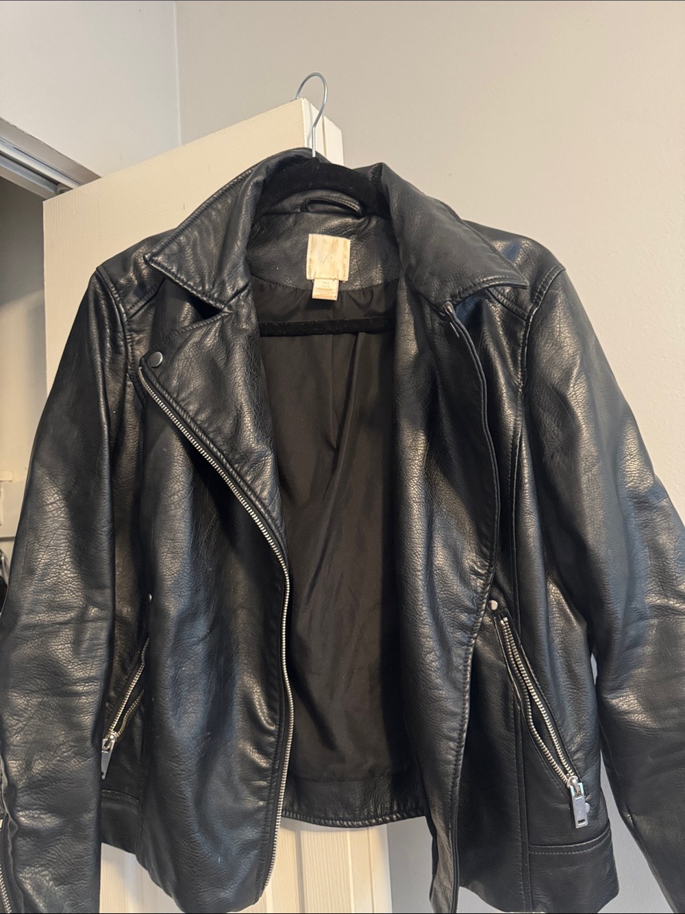 H&M Women’s Black Faux Leather Moto Jacket